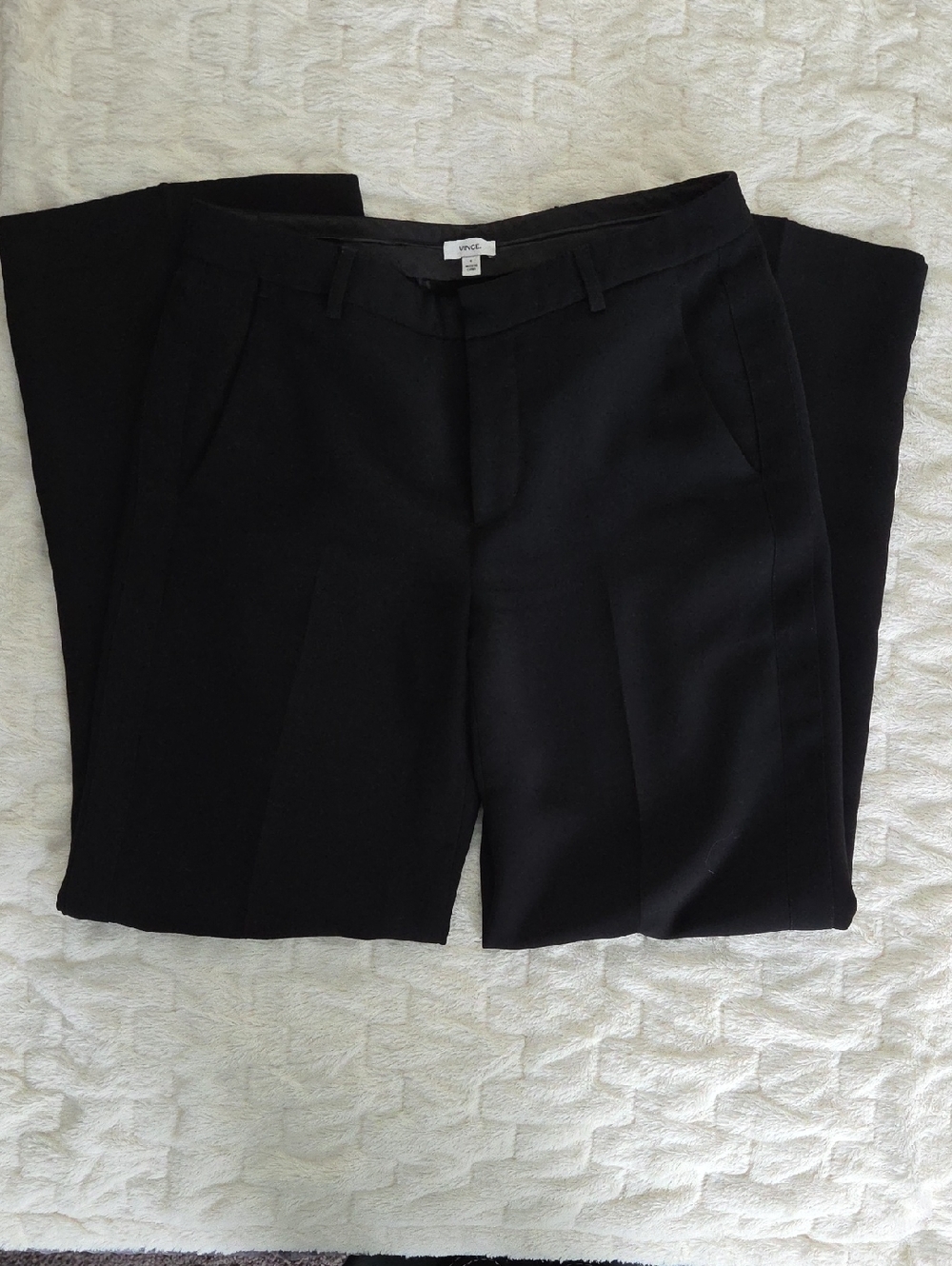 Vince Black Tuxedo Stripe Trousers, Size 6, Tailored Straight Leg